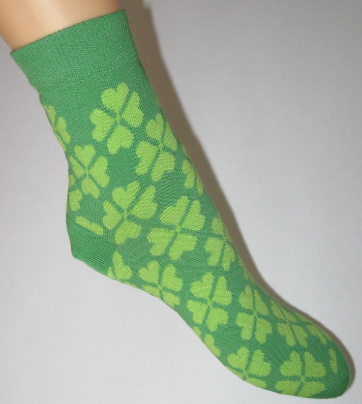 Ponožky vyrobené na míru - zelené ponožky se čtyřlístky